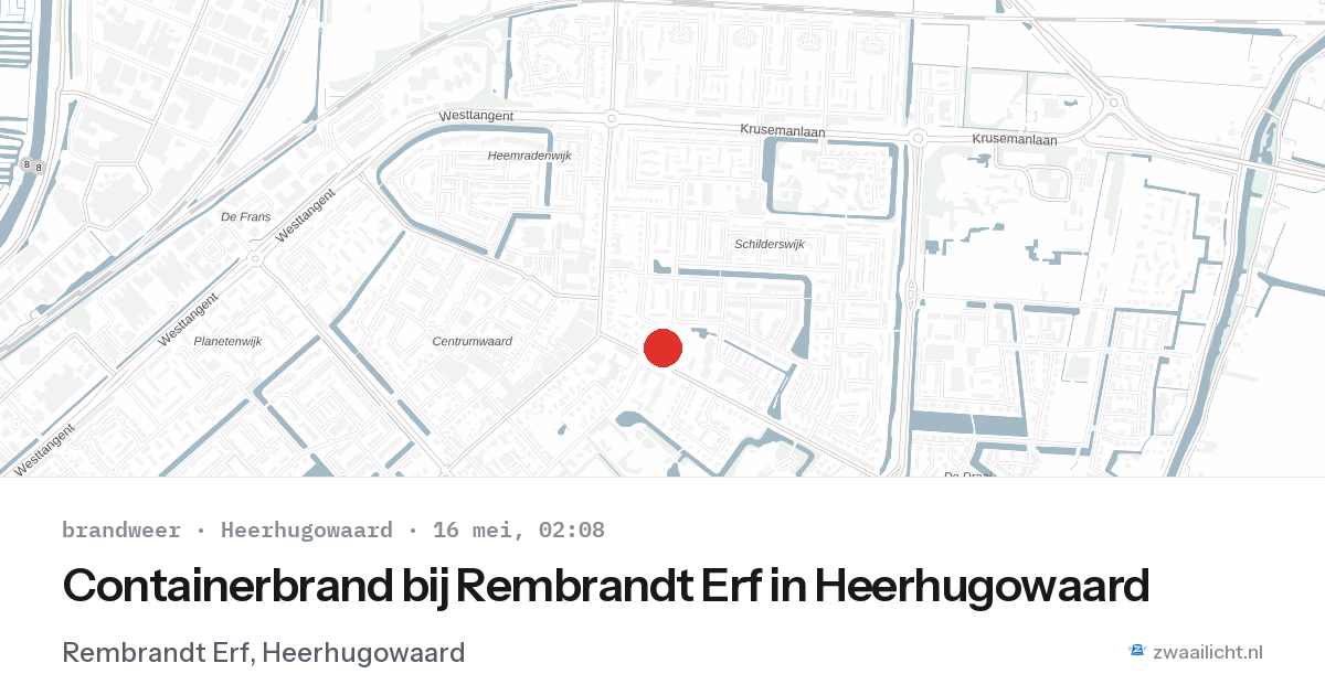Containerbrand bij Rembrandt Erf in Heerhugowaard — 16 mei 2026