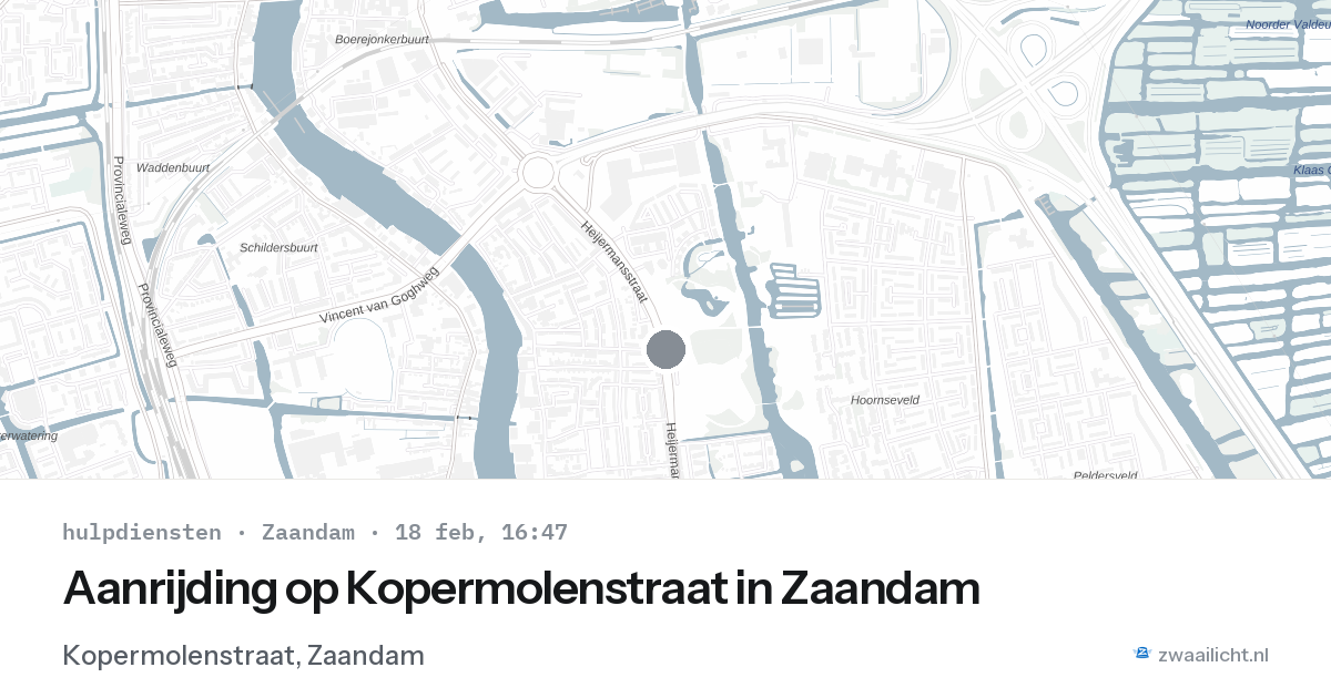 Aanrijding op Kopermolenstraat in Zaandam — 18 feb 2026