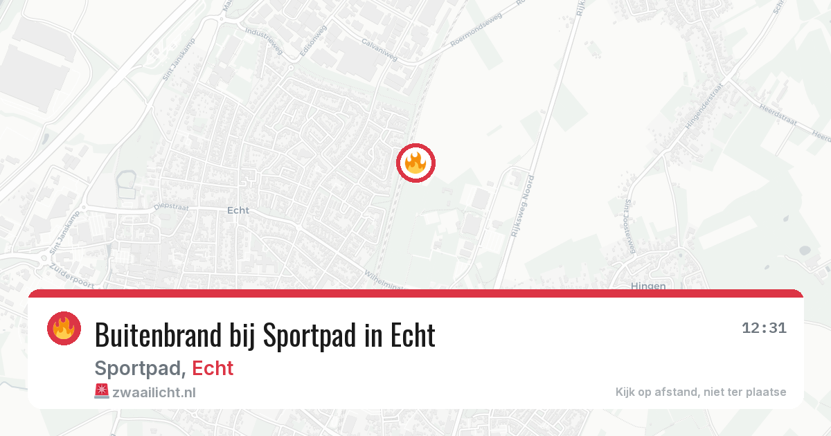 Buitenbrand bij Sportpad in Echt — 8 aug 2026