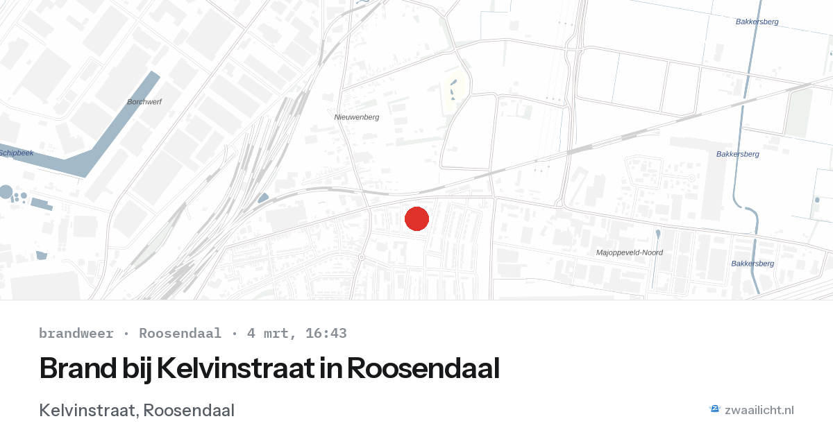 Brand bij Kelvinstraat in Roosendaal — 4 mrt 2026
