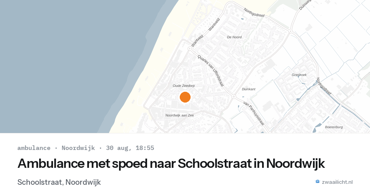 Ambulance met spoed naar Schoolstraat in Noordwijk — 30 aug 2026