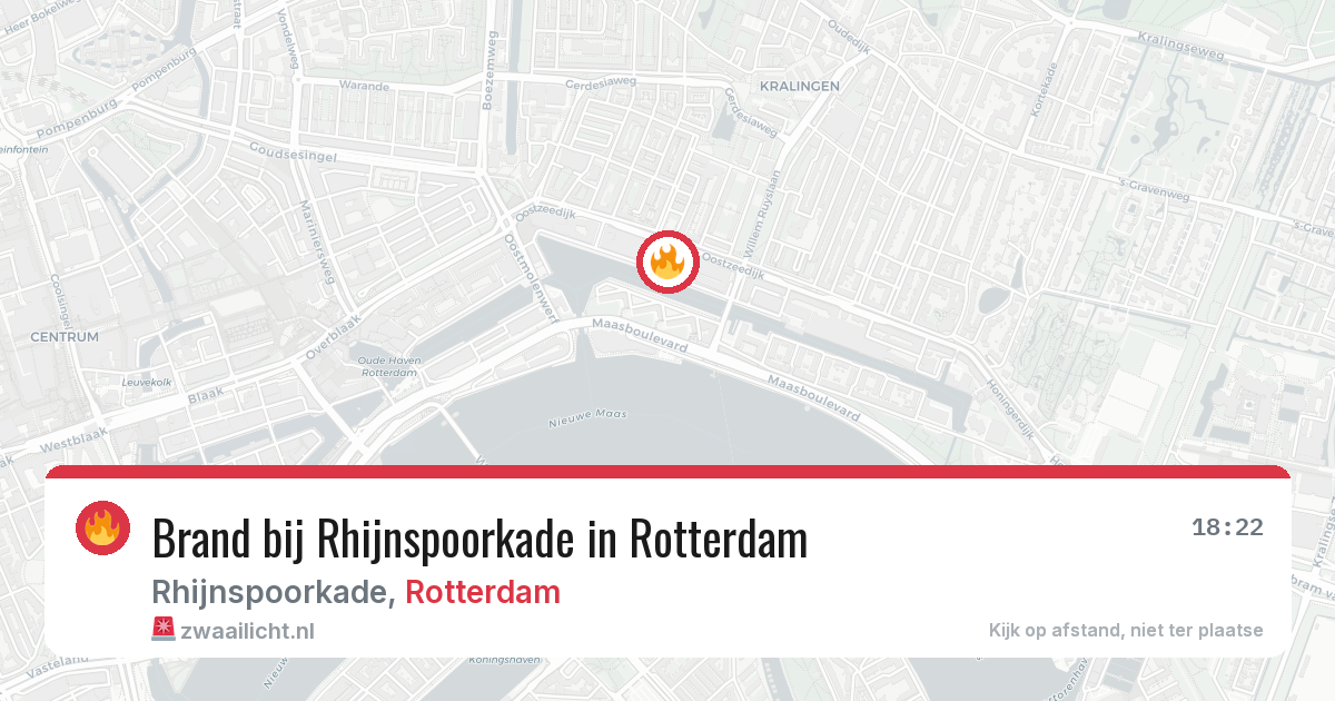 Brand bij Rhijnspoorkade in Rotterdam — 22 jul 2026