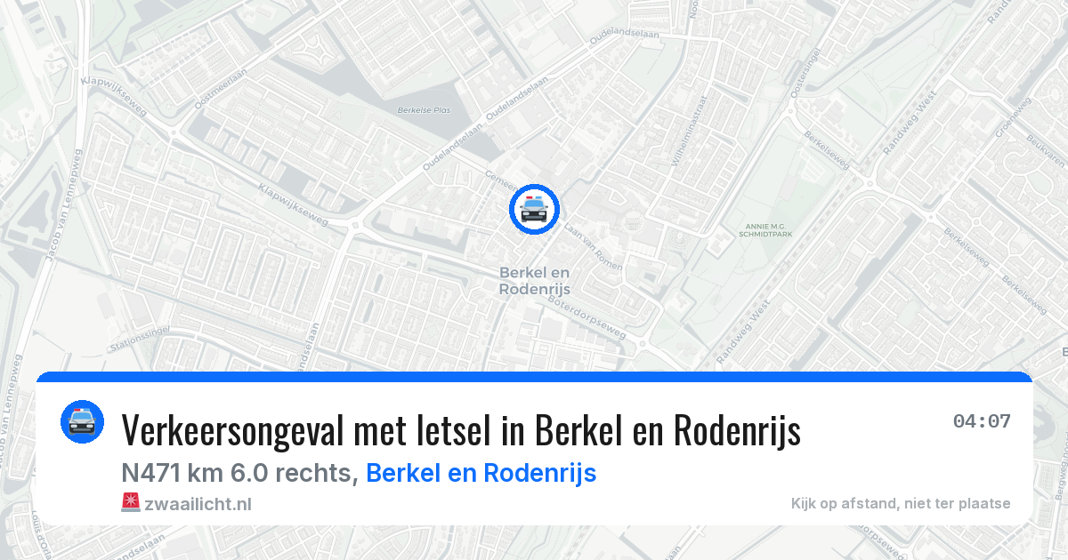Verkeersongeval met letsel in Berkel en Rodenrijs — 28 mrt 2026