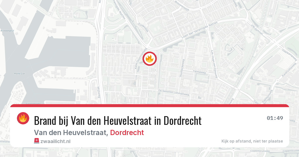 Brand bij Van den Heuvelstraat in Dordrecht — 29 mrt 2026