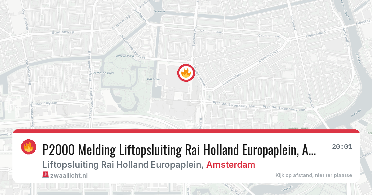 P2000 Melding Liftopsluiting Rai Holland Europaplein, Amsterdam — 8 feb 2026