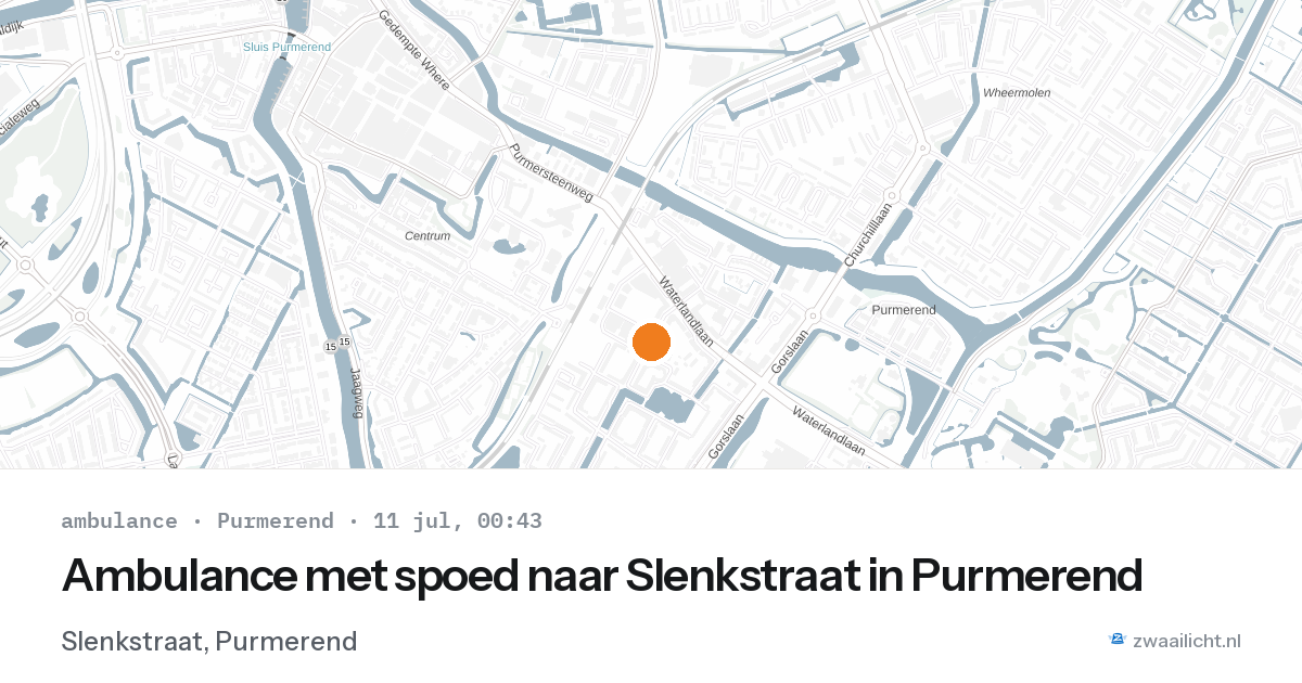 Ambulance met spoed naar Slenkstraat in Purmerend — 10 jul 2026