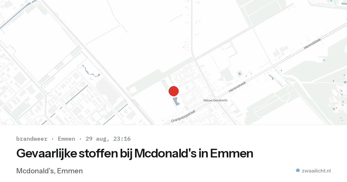 Gevaarlijke stoffen bij Mcdonald's in Emmen — 29 aug 2026