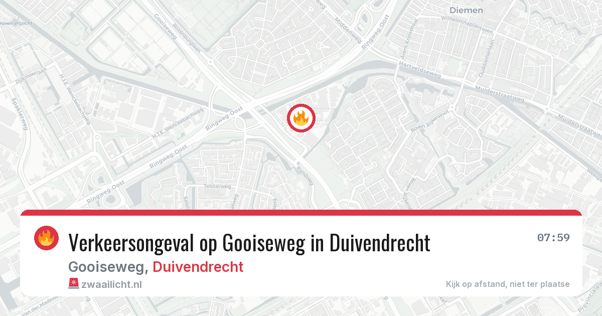 Verkeersongeval op Gooiseweg in Duivendrecht — 10 jun 2026