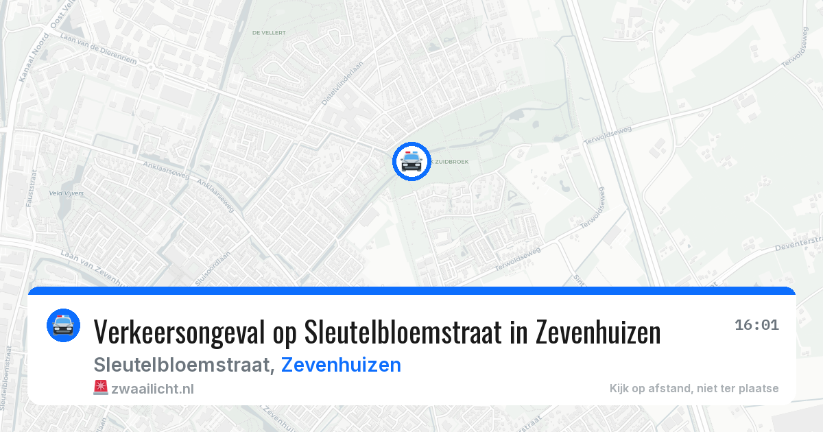 Verkeersongeval op Sleutelbloemstraat in Zevenhuizen — 7 jun 2026