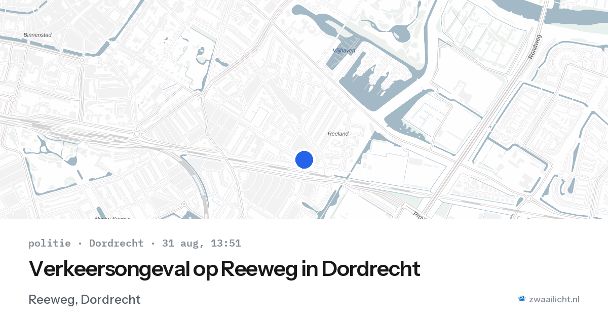 Verkeersongeval op Reeweg in Dordrecht — 31 aug 2026