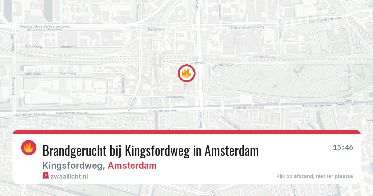 Brandgerucht bij Kingsfordweg in Amsterdam — 26 jun 2026