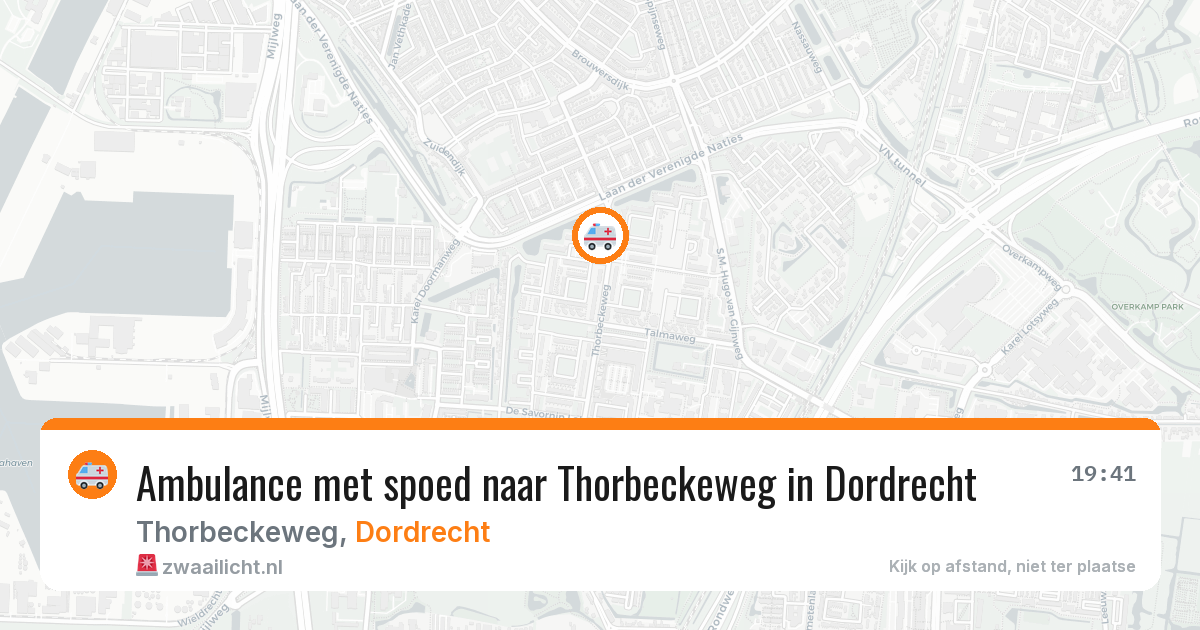 Ambulance met spoed naar Thorbeckeweg in Dordrecht — 14 aug 2026