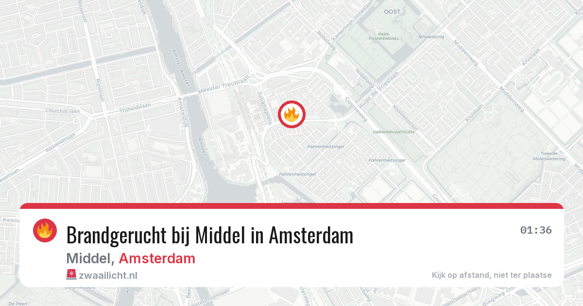 Brandgerucht bij Middel in Amsterdam — 27 jun 2026