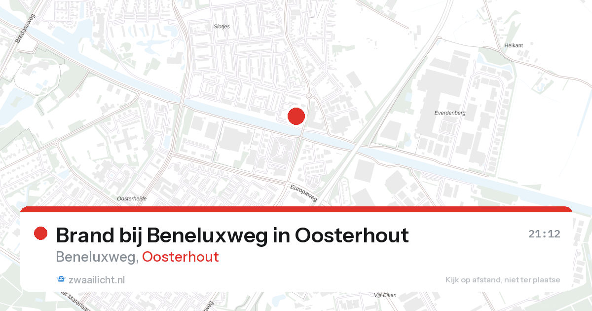 Brand bij Beneluxweg in Oosterhout — 14 feb 2026