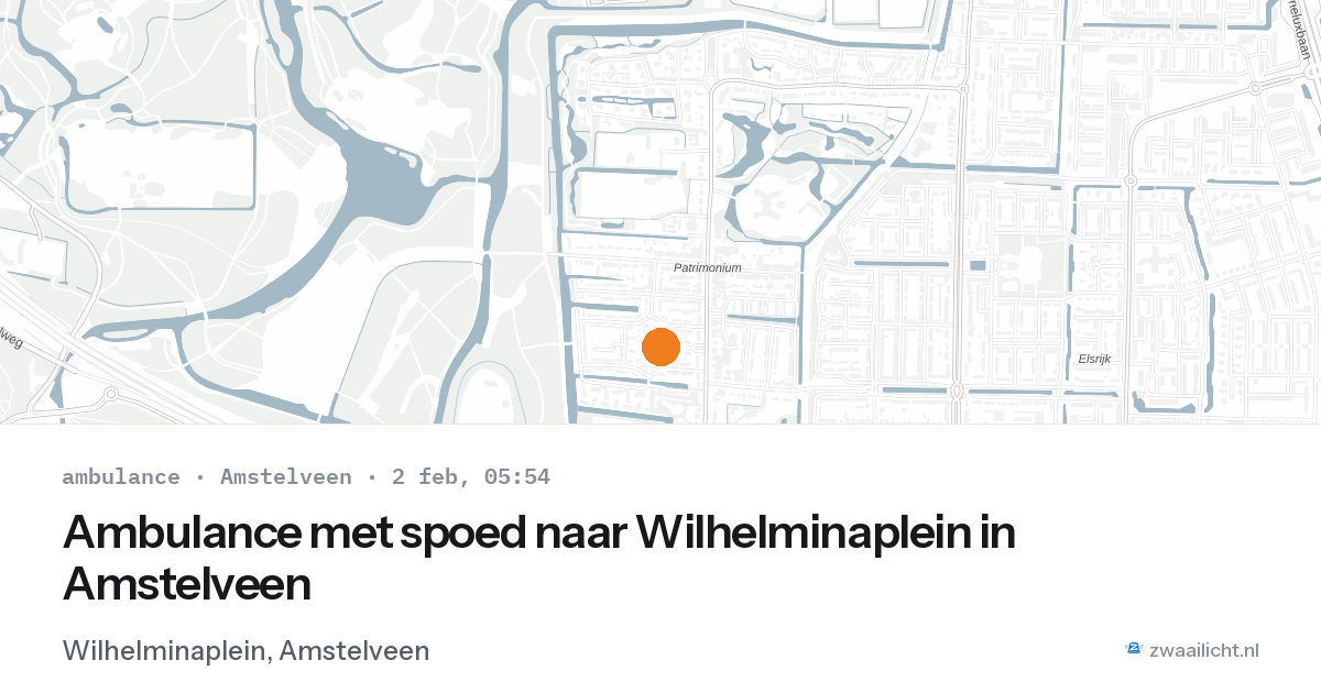Ambulance met spoed naar Wilhelminaplein in Amstelveen — 2 feb 2026