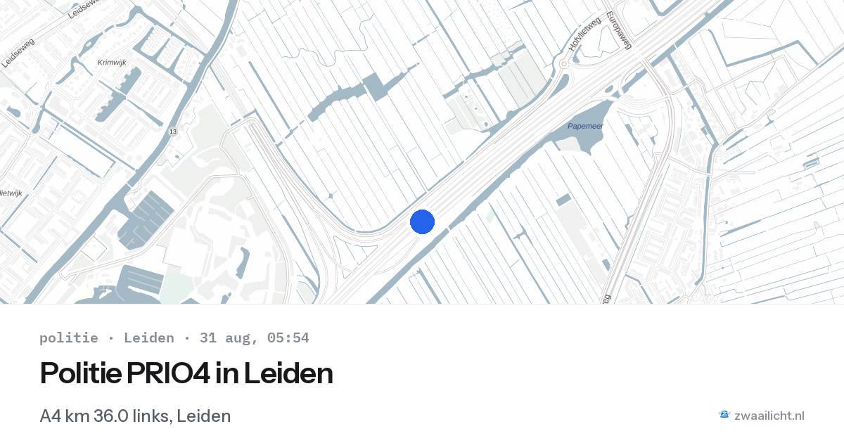 Politie PRIO4 in Leiden — 31 aug 2026 | 🚨 Zwaailicht.nl