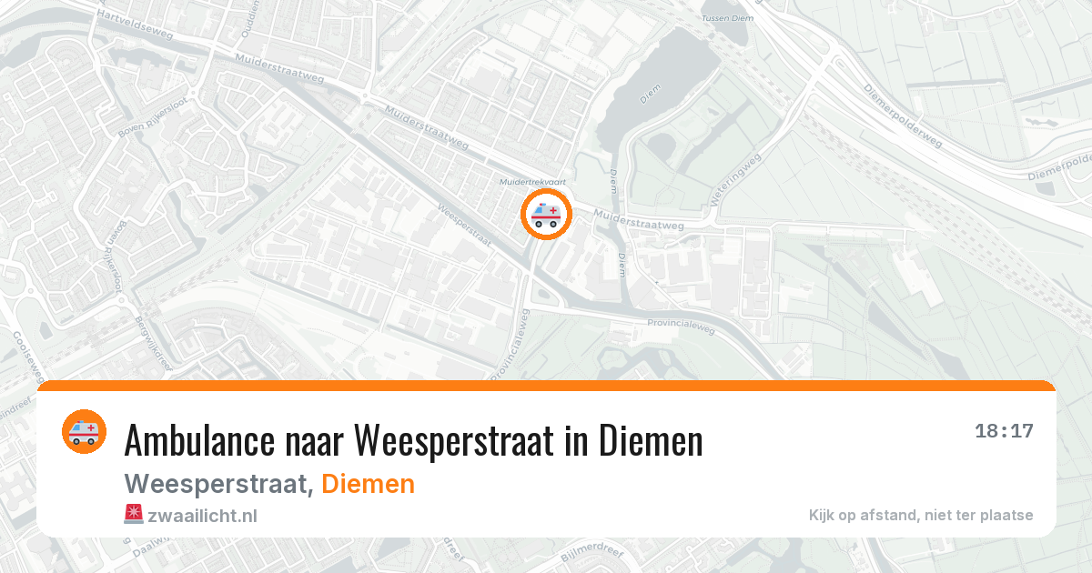 Ambulance naar Weesperstraat in Diemen — 4 aug 2026