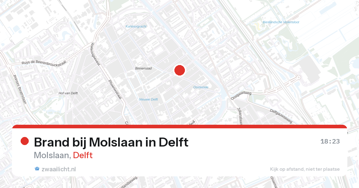 Brand bij Molslaan in Delft — 28 aug 2026