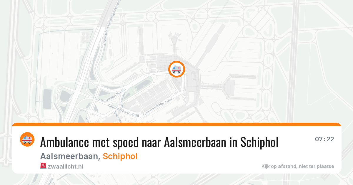 Ambulance met spoed naar Aalsmeerbaan in Schiphol — 7 mei 2026