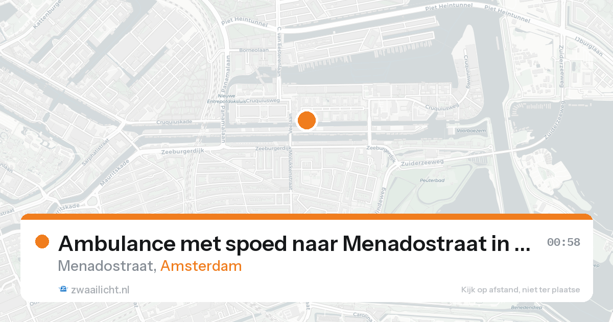 Ambulance met spoed naar Menadostraat in Amsterdam — 15 aug 2026