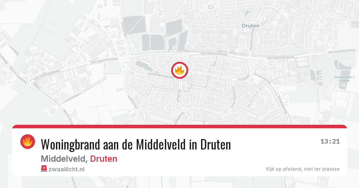 Woningbrand aan de Middelveld in Druten — 13 jul 2026