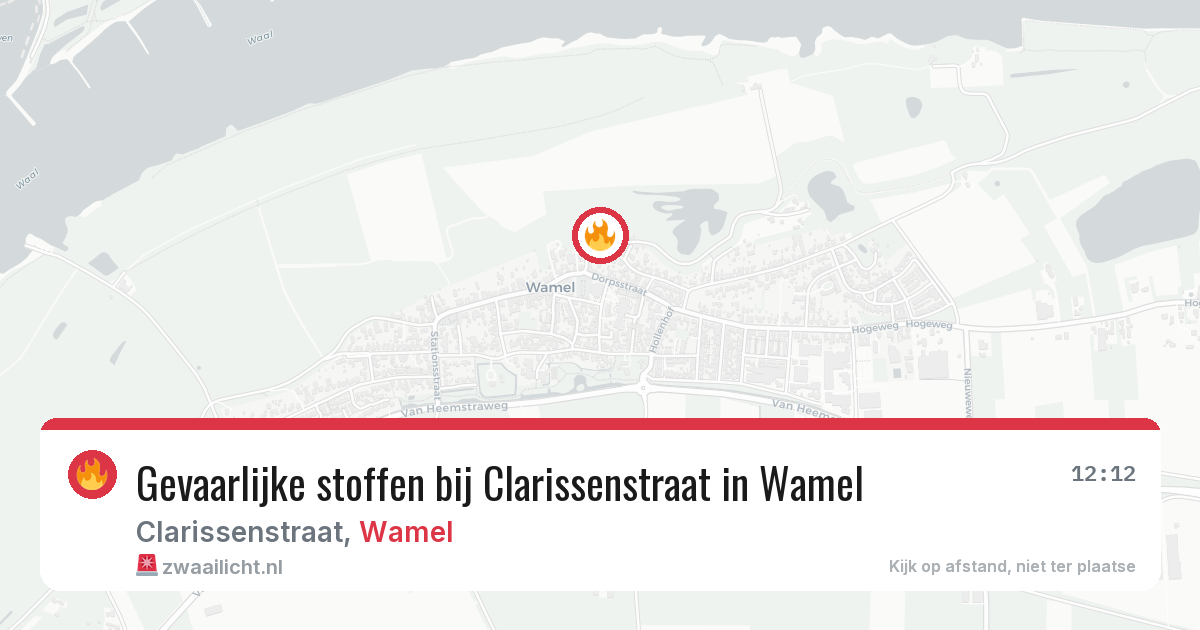 Gevaarlijke stoffen bij Clarissenstraat in Wamel — 15 jul 2026