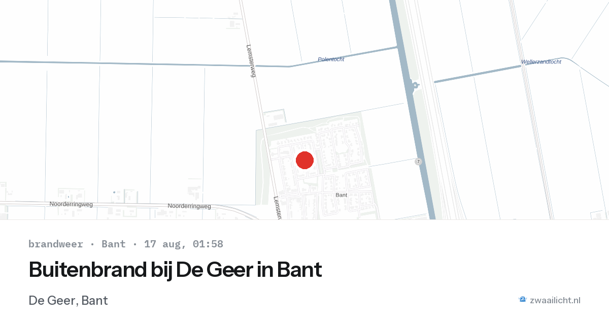 Buitenbrand bij De Geer in Bant — 16 aug 2026