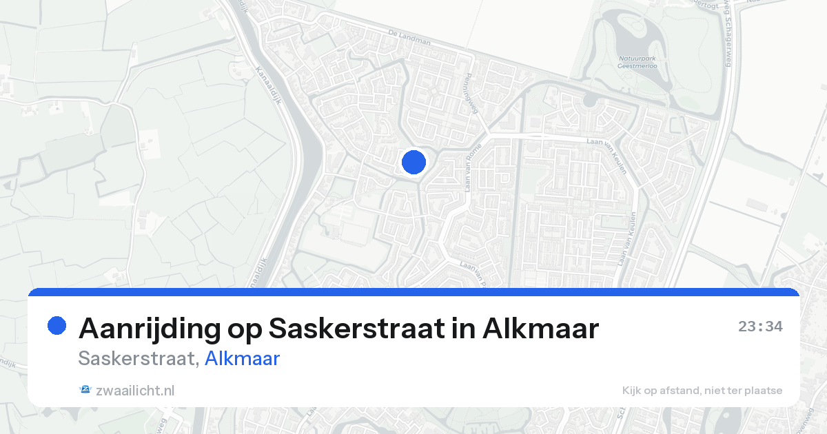 Aanrijding op Saskerstraat in Alkmaar — 16 aug 2026