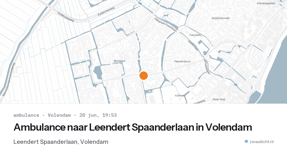 Ambulance naar Leendert Spaanderlaan in Volendam — 20 jun 2026