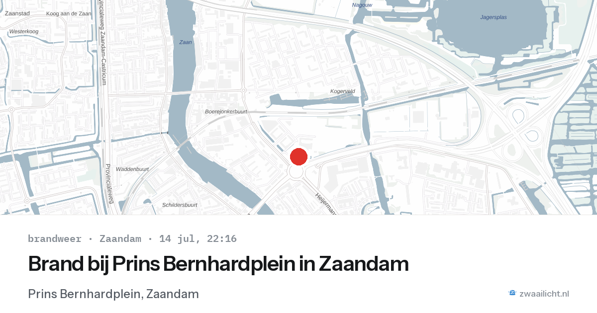 Brand bij Prins Bernhardplein in Zaandam — 14 jul 2026