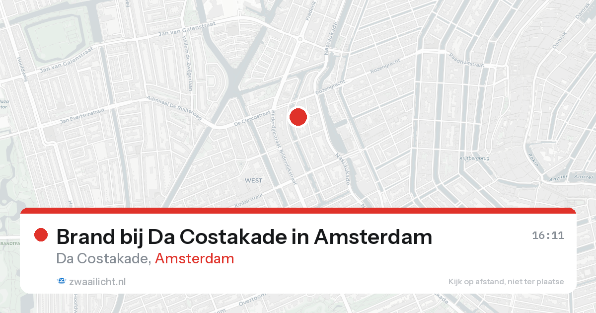 Brand bij Da Costakade in Amsterdam — 15 jun 2026