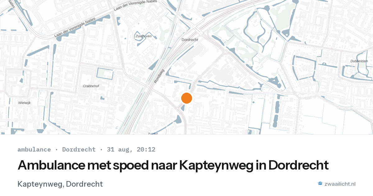 Ambulance met spoed naar Kapteynweg in Dordrecht — 31 aug 2026