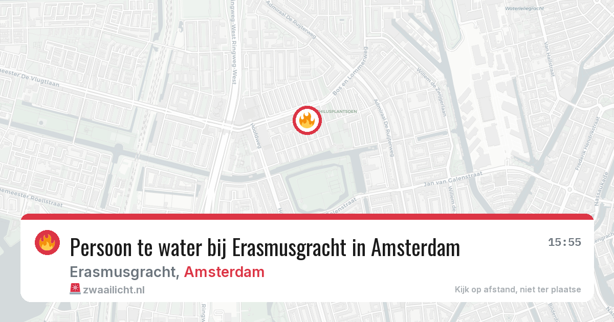 Persoon te water bij Erasmusgracht in Amsterdam — 19 jun 2026