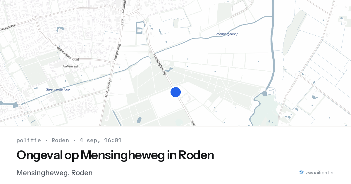 Ongeval op Mensingheweg in Roden — 4 sep 2026