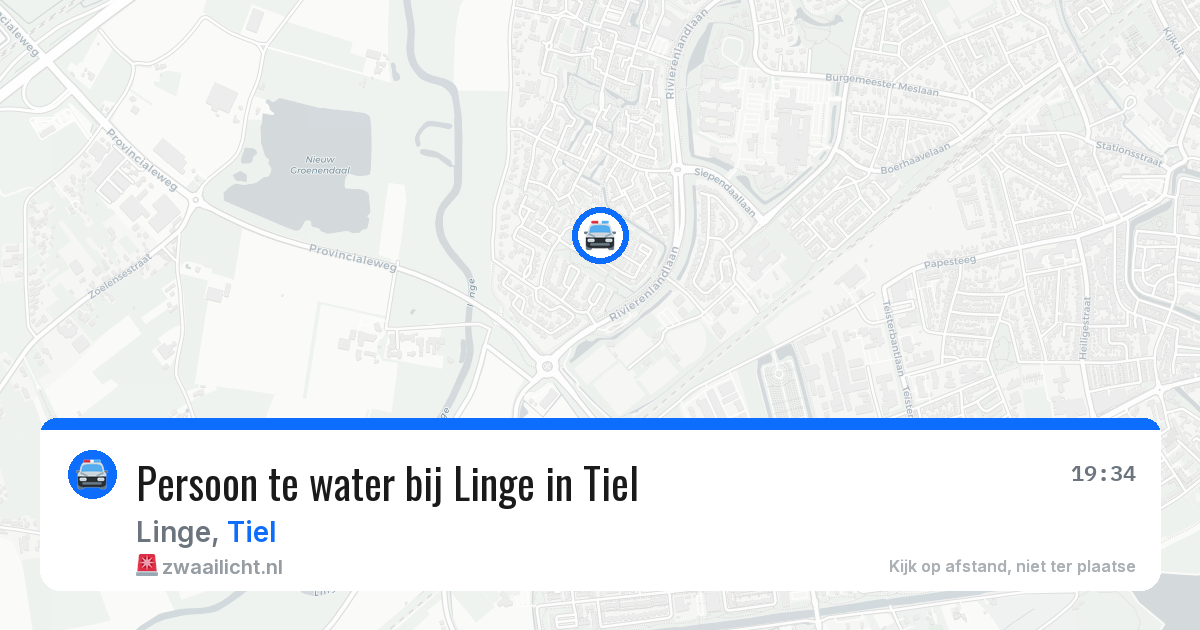 Persoon te water bij Linge in Tiel — 13 aug 2026