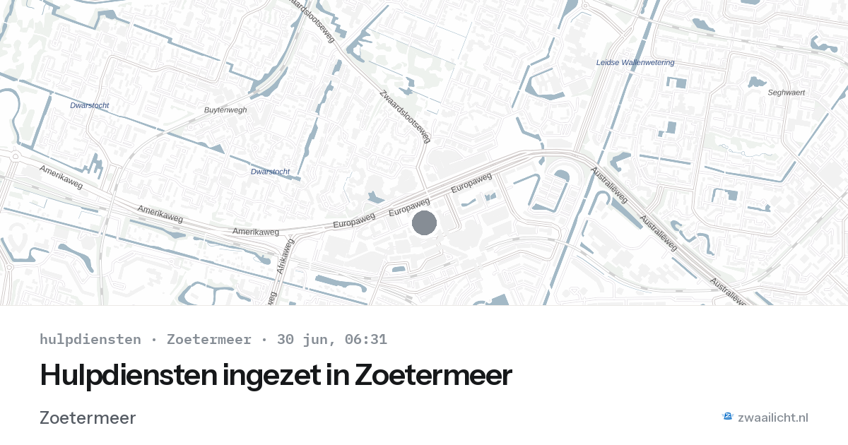 Hulpdiensten ingezet in Zoetermeer — 30 jun 2026 | 🚨 Zwaailicht.nl