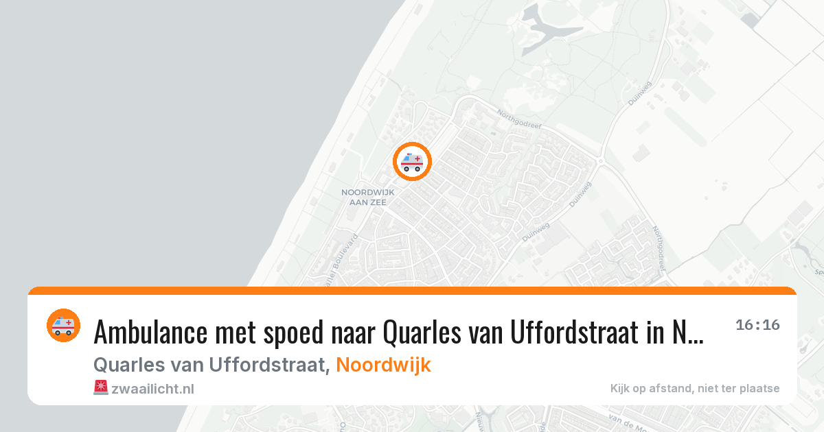 Ambulance met spoed naar Quarles van Uffordstraat in Noordwijk — 8 aug 2026