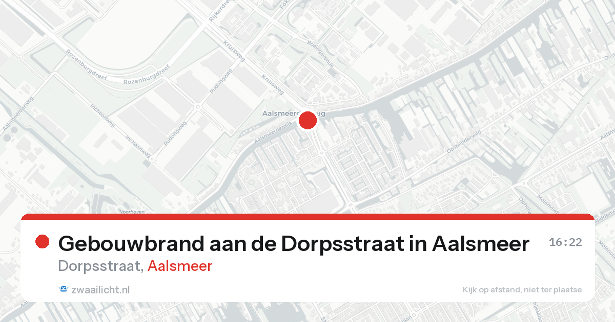Gebouwbrand aan de Dorpsstraat in Aalsmeer — 15 aug 2026