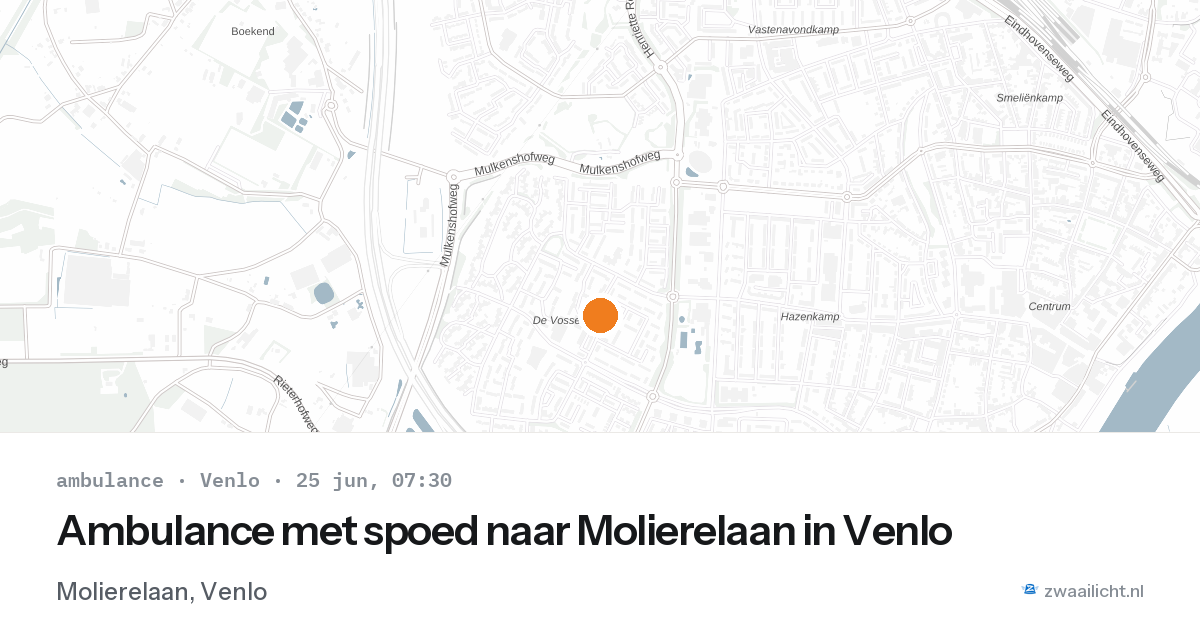 Ambulance met spoed naar Molierelaan in Venlo — 25 jun 2026