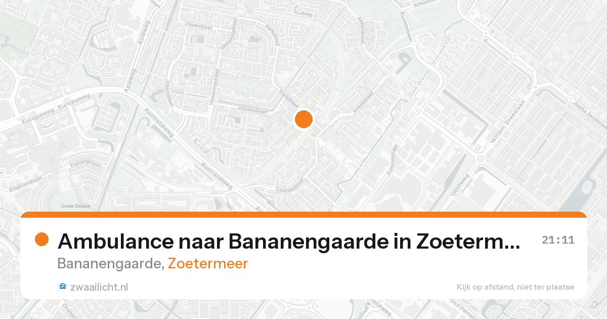 Ambulance naar Bananengaarde in Zoetermeer — 24 aug 2026