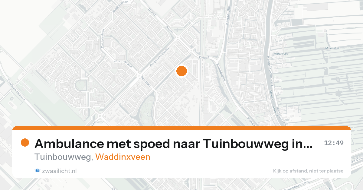 Ambulance met spoed naar Tuinbouwweg in Waddinxveen — 16 aug 2026