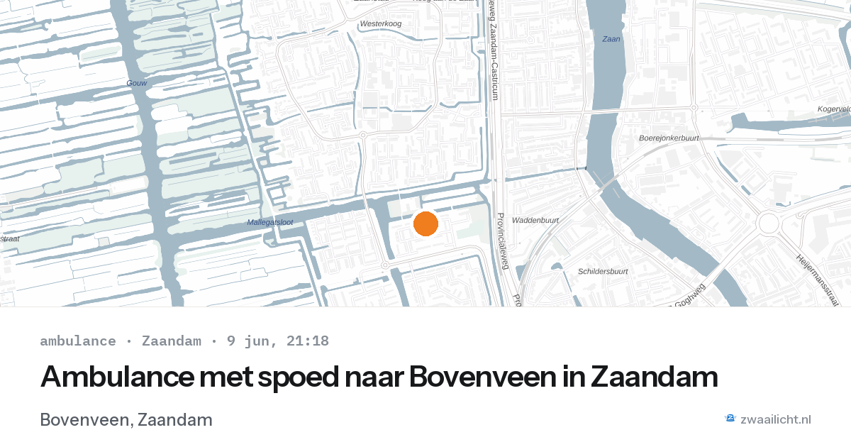 Ambulance met spoed naar Bovenveen in Zaandam — 9 jun 2026