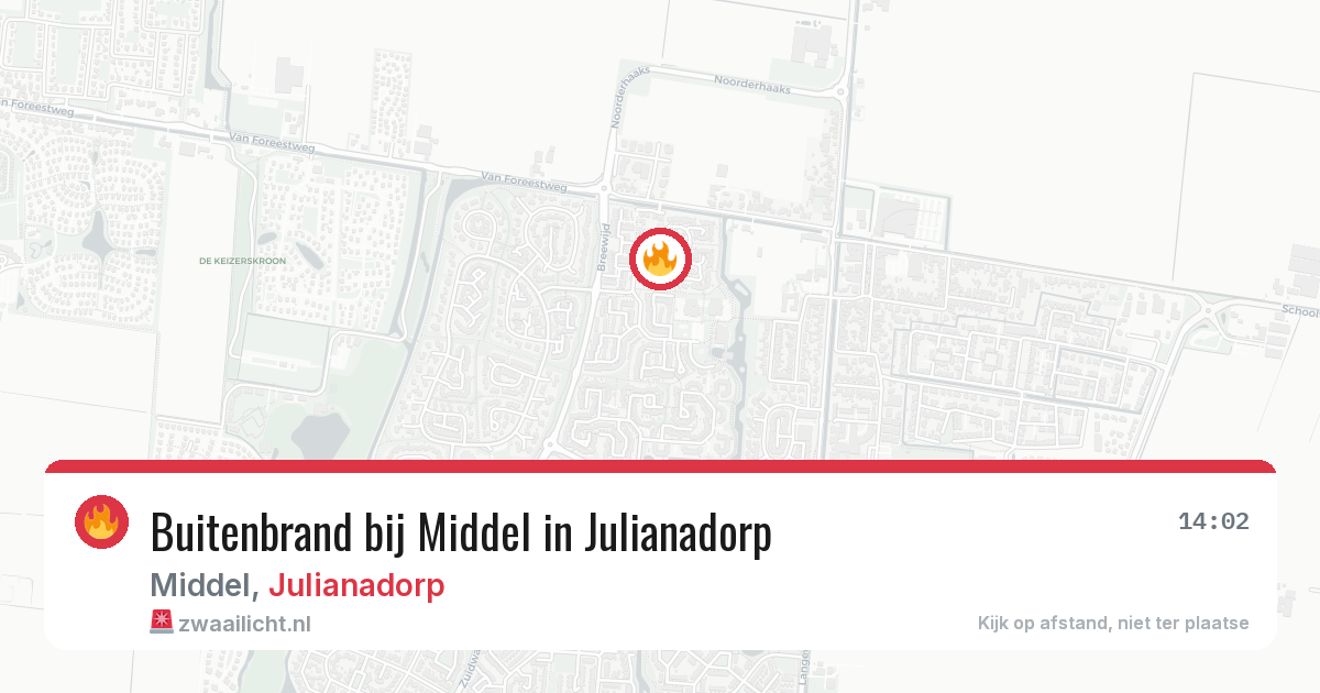 Buitenbrand bij Middel in Julianadorp — 9 aug 2026