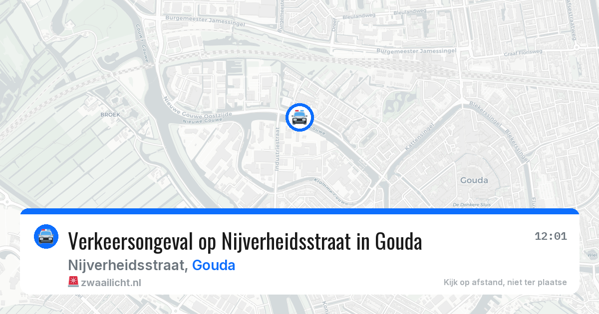 Verkeersongeval op Nijverheidsstraat in Gouda — 14 aug 2026