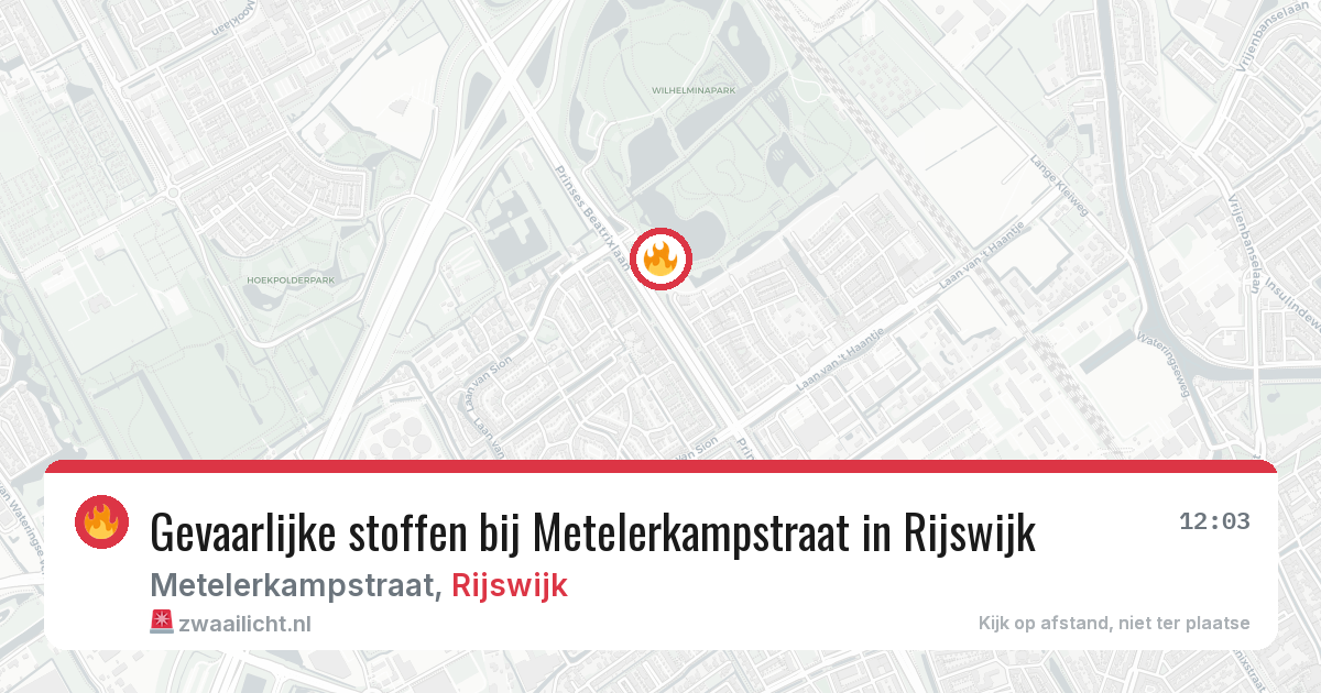 Gevaarlijke stoffen bij Metelerkampstraat in Rijswijk — 11 aug 2026