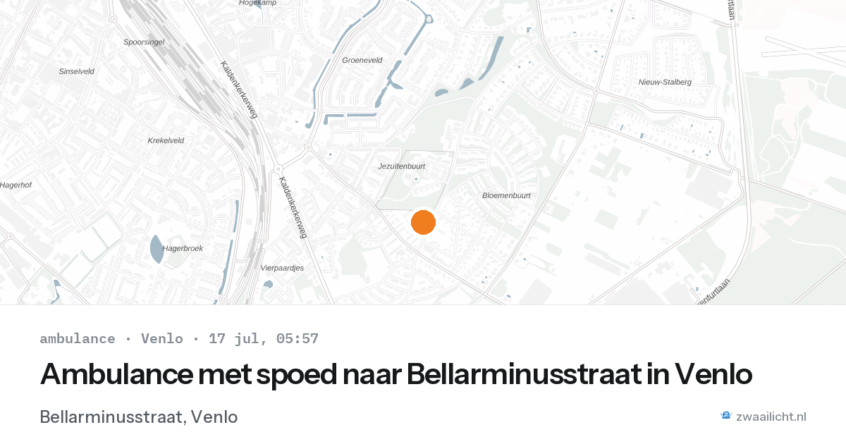 Ambulance met spoed naar Bellarminusstraat in Venlo — 17 jul 2026