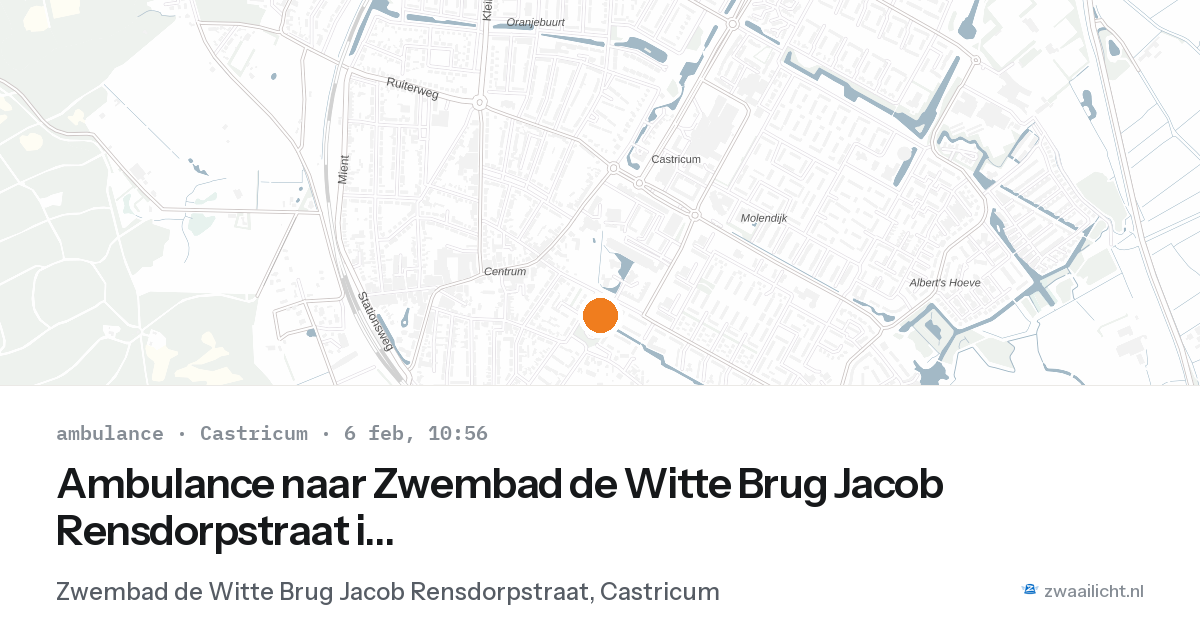 Ambulance naar Zwembad de Witte Brug Jacob Rensdorpstraat in Castricum — 6 feb 2026