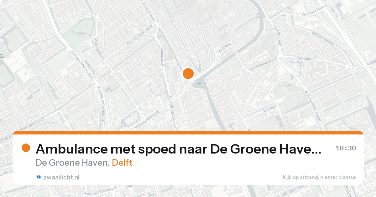 Ambulance met spoed naar De Groene Haven in Delft — 22 aug 2026