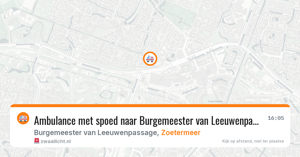 Ambulance met spoed naar Burgemeester van Leeuwenpassage in Zoetermeer — 26 apr 2026