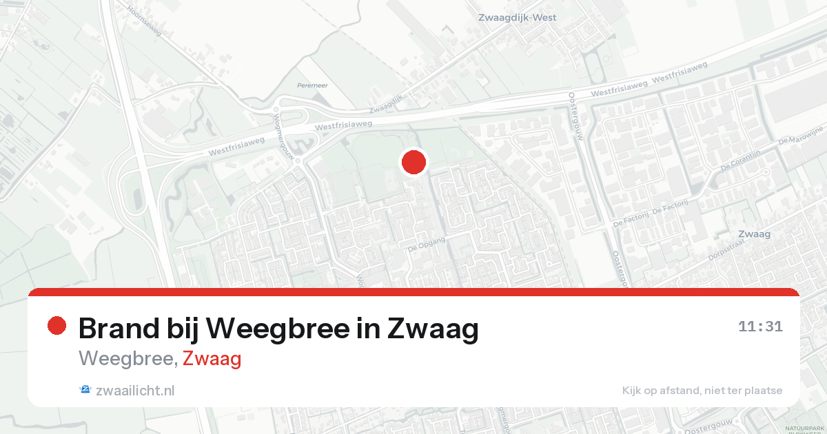 Brand bij Weegbree in Zwaag — 15 aug 2026
